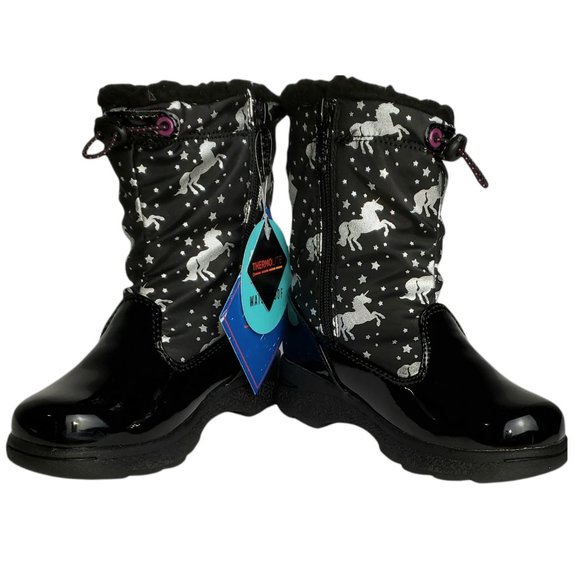 New Totes Winter Snow Boots Toddler Silver Unicorns Waterproof Thermolite 5T - Picture 5 of 9